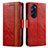 Funda de Cuero Cartera con Soporte Carcasa S02D para Motorola Moto Edge X30 5G Rojo
