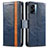 Funda de Cuero Cartera con Soporte Carcasa S02D para Oppo A56S 5G Azul