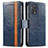 Funda de Cuero Cartera con Soporte Carcasa S02D para Oppo A74 4G Azul