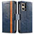 Funda de Cuero Cartera con Soporte Carcasa S02D para Oppo F21s Pro 4G Azul