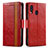 Funda de Cuero Cartera con Soporte Carcasa S02D para Samsung Galaxy A40 Rojo