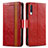 Funda de Cuero Cartera con Soporte Carcasa S02D para Samsung Galaxy A50S Rojo