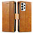 Funda de Cuero Cartera con Soporte Carcasa S02D para Samsung Galaxy A73 5G Marron Claro