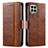 Funda de Cuero Cartera con Soporte Carcasa S02D para Samsung Galaxy M53 5G Marron