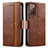 Funda de Cuero Cartera con Soporte Carcasa S02D para Samsung Galaxy S20 Lite 5G Marron