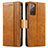 Funda de Cuero Cartera con Soporte Carcasa S02D para Samsung Galaxy S20 Lite 5G Marron Claro