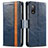 Funda de Cuero Cartera con Soporte Carcasa S02D para Sony Xperia Ace II Azul