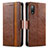 Funda de Cuero Cartera con Soporte Carcasa S02D para Sony Xperia Ace II Marron