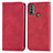 Funda de Cuero Cartera con Soporte Carcasa S04D para Motorola Moto E20 Rojo