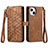 Funda de Cuero Cartera con Soporte Carcasa S05D para Apple iPhone 13 Marron