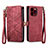 Funda de Cuero Cartera con Soporte Carcasa S05D para Apple iPhone 13 Pro Max Rojo