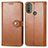 Funda de Cuero Cartera con Soporte Carcasa S05D para Motorola Moto E30 Marron