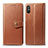 Funda de Cuero Cartera con Soporte Carcasa S05D para Xiaomi Redmi 9i Marron