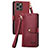 Funda de Cuero Cartera con Soporte Carcasa S07D para Apple iPhone 13 Pro Rojo