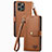 Funda de Cuero Cartera con Soporte Carcasa S07D para Apple iPhone 14 Pro Max Marron