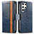 Funda de Cuero Cartera con Soporte Carcasa S10D para Samsung Galaxy S22 Ultra 5G Azul