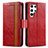 Funda de Cuero Cartera con Soporte Carcasa S10D para Samsung Galaxy S22 Ultra 5G Rojo