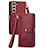 Funda de Cuero Cartera con Soporte Carcasa S15D para Samsung Galaxy S22 5G Rojo