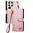 Funda de Cuero Cartera con Soporte Carcasa S15D para Samsung Galaxy S22 Ultra 5G Rosa