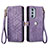 Funda de Cuero Cartera con Soporte Carcasa S17D para Motorola Moto Edge Plus (2022) 5G Morado