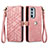 Funda de Cuero Cartera con Soporte Carcasa S17D para Motorola Moto Edge Plus (2022) 5G Rosa