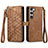 Funda de Cuero Cartera con Soporte Carcasa S17D para Samsung Galaxy S22 5G Marron