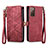 Funda de Cuero Cartera con Soporte Carcasa S18D para Samsung Galaxy S20 FE (2022) 5G Rojo