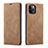 Funda de Cuero Cartera con Soporte Carcasa T01 para Apple iPhone 12 Pro Max Marron Claro