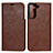 Funda de Cuero Cartera con Soporte Carcasa T01D para Samsung Galaxy S21 5G Marron Claro