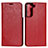 Funda de Cuero Cartera con Soporte Carcasa T01D para Samsung Galaxy S21 5G Rojo