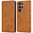 Funda de Cuero Cartera con Soporte Carcasa T04D para Samsung Galaxy S21 Ultra 5G Marron Claro