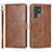 Funda de Cuero Cartera con Soporte Carcasa T05D para Samsung Galaxy S22 Ultra 5G Marron