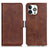 Funda de Cuero Cartera con Soporte Carcasa T07 para Apple iPhone 13 Pro Marron