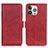 Funda de Cuero Cartera con Soporte Carcasa T07 para Apple iPhone 13 Pro Rojo