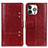 Funda de Cuero Cartera con Soporte Carcasa T10 para Apple iPhone 13 Pro Rojo