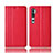 Funda de Cuero Cartera con Soporte Carcasa T10 para Xiaomi Mi Note 10 Rojo