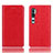 Funda de Cuero Cartera con Soporte Carcasa T12 para Xiaomi Mi Note 10 Rojo