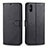 Funda de Cuero Cartera con Soporte Carcasa T12 para Xiaomi Redmi 9A Negro