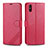 Funda de Cuero Cartera con Soporte Carcasa T12 para Xiaomi Redmi 9A Rojo
