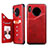 Funda de Cuero Cartera con Soporte Carcasa T14 para Huawei Mate 30 Pro Rojo