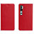 Funda de Cuero Cartera con Soporte Carcasa T16 para Xiaomi Mi Note 10 Rojo