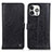 Funda de Cuero Cartera con Soporte Carcasa T18 para Apple iPhone 13 Pro Negro