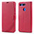 Funda de Cuero Cartera con Soporte Carcasa T18 para Huawei Honor V20 Rosa Roja
