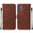 Funda de Cuero Cartera con Soporte Carcasa Y01B para Samsung Galaxy Quantum2 5G Marron