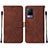 Funda de Cuero Cartera con Soporte Carcasa Y01B para Vivo V21 5G Marron