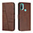 Funda de Cuero Cartera con Soporte Carcasa Y01X para Motorola Moto E20 Marron