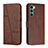 Funda de Cuero Cartera con Soporte Carcasa Y01X para Motorola Moto G200 5G Marron