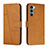 Funda de Cuero Cartera con Soporte Carcasa Y01X para Motorola Moto G200 5G Marron Claro