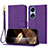 Funda de Cuero Cartera con Soporte Carcasa Y09X para Oppo A17 Morado