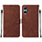 Funda de Cuero Cartera con Soporte Carcasa YB1 para Sony Xperia 5 V Marron